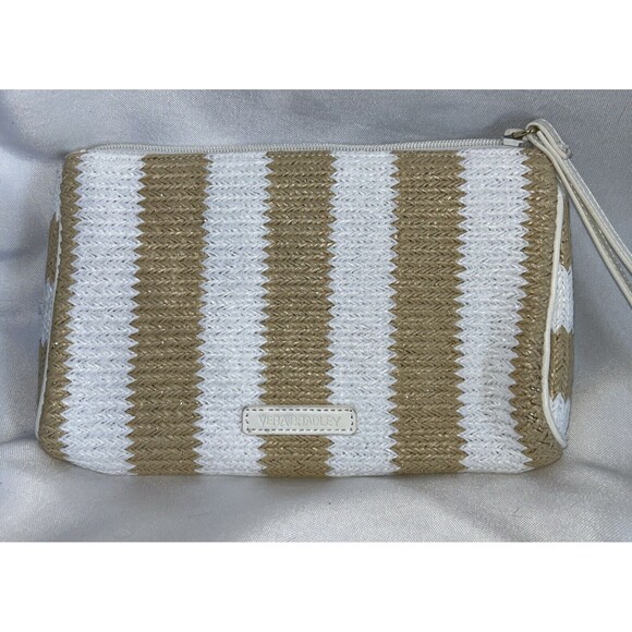 Vera Bradley Striped Wristlet in Natural Stripe With Metallic Threading NWT - Picture 3 of 9